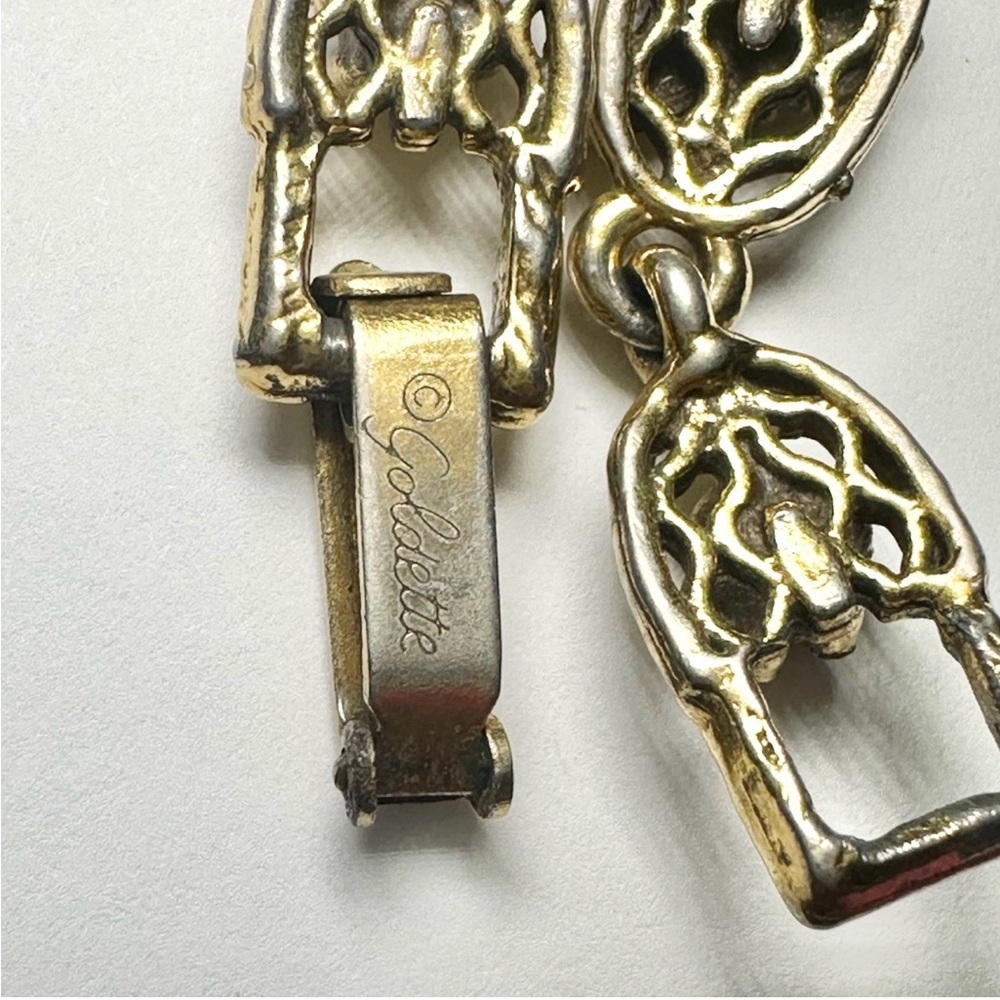 Vintage Goldette Multi-Stone Link Bracelet – 1950s Victorian Revival - Picture 4 of 4